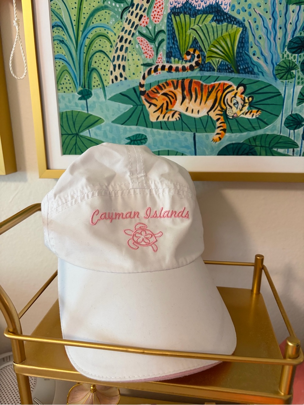 Cayman Islands Turtle Ball Cap Women’s White Pink Hat